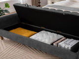 65.55" Wide Modern Upholstered Storage , Napped fabric Bed End Foot Stool With Rolled Armrest, 74232923