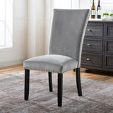 ZNTS Attractive Set of 2pc Side Chairs Dining Room Furniture Gray Flannelette Seat Nailhead Trim Kitchen B011P246253