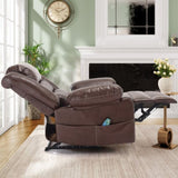 ZNTS Breathable Leather Massage Recliner Chair Manual Living Room Reclining Sofa W1403P156677