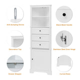 ZNTS White Triangle Tall Cabinet with 3 Drawers and Adjustable Shelves for Bathroom, Kitchen or Living 24582077