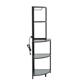 ZNTS 5 Tier Corner Shelf with LED Light and USB Plug, With Glass Holder, Tall Standing Shelf for Wall W420P207358