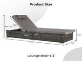 Outdoor Chaise Lounge Chair Set of 2 with Storage Patio Pool Chairs Tanning Lounges for W874P266307