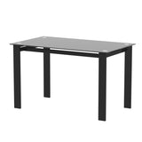 Modern tempered glass black dining, simple rectangular metal legs living room kitchen 98335290