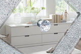 Mirrored TV Stand for 65 inch TV,Sliver TV Console Table with Open Storage & 2 Storage Cabinets W1445P204027