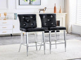 A set of 2 black vintage crocodile bar chairs, featuring crystal clasp design and synthetic W3875P383114