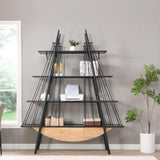 Sailboat-Inspired Bookshelf, 70.87 inch Industrial 4-Tier Open Storage Shelf with Drawer, Wooden & W2317P253500