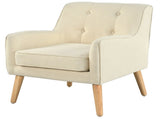 Mid-Century Modern Armchair - Tufted Fabric Accent Chair with Solid Wood Legs for Living Room, N767P419113B