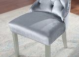 Glam Dark Gray Flannelette 2pcs Side Chairs Acrylic Tufted Upholstered Dining Chairs Wingback Design B2741P306177
