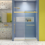 Bypass shower door, sliding door,soft close system, with 5/16" tempered glass and Brushed Gold W2122P225213