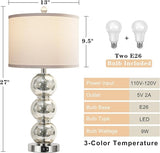 Set of 2 Table Lamps for Living Room Glass Triple-Sphere 27" Tall Table Lamp Contemporary Bedside W3355P391324