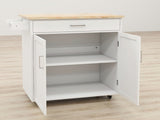 Kitchen island rolling trolley cart with Adjustable Shelves and towel rack rubber wood table top W28235386