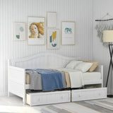 Twin Wooden Daybed with 2 drawers, Sofa Bed for Bedroom Living Room,No Box Spring Needed,White WF192860AAK