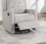 Contemporary Light Gray Color Polyfiber Swivel Recliner Chair 1pc Manual Motion Wing Back Tufted B011P184989