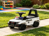 White Kids Foot-to-Floor Ride On Car Police Truck Style, PA System, Horn, Under-Seat Storage for 94647235
