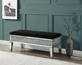 ZNTS ACME Noralie BENCH W/STORAGE Mirrored & Faux Diamonds AC00535