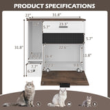 Cat Litter Box Enclosure, Indoor Hidden Cat Litter Box Furniture with 2 Drawers and Door, Cat House N704P287849D