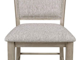 Farmhouse Style 2pc Tan / Beige Gray Finish Counter Height Chair Bar Stool Footrest Upholstered Back B011P240371