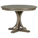 5-Piece Retro Round Dining Table Set with Curved Trestle Style Table Legs and 4 Upholstered Chairs 22968262