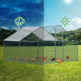 ZNTS 10 x 10 ft Large Metal Chicken Coop, Walk-in Poultry Cage Chicken Hen Run House with Waterproof 15937218