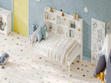 Twin Size Wood Single Bed with Large Multi-compartment Storage Headboard Bookshelf, Simple W5767P546865