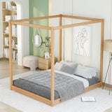 ZNTS Queen Size Canopy Platform Bed with Support Legs,Natural WF293232AAM