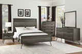 Contemporary Three-Tone Gray Finish Nightstand Perched atop Metal Legs Acacia Veneer Modern Bedroom B01151969