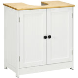 Pedestal Sink Storage Cabinet, Under Sink Cabinet with Double Doors, Crystal White, Dark Walnut-AS 34486220