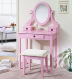 ZNTS Makeup Vanity Table and Stool Set, Pink 30821917