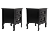 2pcs Country Style Two-Tier Night Tables Large Size Black 71235334