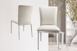 Contemporary Faux Leatheratte Side Chair Set of 2, Soft White Color B091P183410