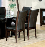 Modern Contemporary Dining Side Chairs Set of 2 Dark Brown Faux Leather Upholstered Espresso Finish B011P255724