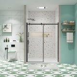 Glass shower door, sliding door, with 5/16" tempered glass and Matted Black finish 4874 W2122P208846