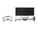 Carter 2 Piece Living Room Set, Streamlined with TV Stand and Coffee Table, White B097P474316