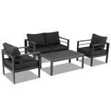 Aluminum Patio Furniture Set, 4 Pieces Modern Outdoor Conversation Set Sectional Sofa with Cushion 75618099