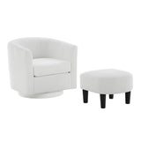 Swivel Accent Chair 360&deg Comfy Recliner Corduroy Arm Chair Single Sofa with Ottoman for Living Room W2582P179929
