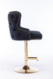 Hengming Velvet bar chair stool one-piece set, adjustable height, diamond lattice against the back W212P156698