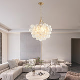 20-Inch Gold Pendant Light Chandelier with Threaded Clear Glass Globe Shade Adjustable Height, W1340P251915
