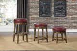 Round Swivel Bar Stools Set of 2, Red Faux Leather 360-degree Swivel Seat Nailhead Trim Solid Wood B011P201574