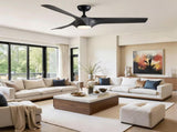56" Modern Farmhouse Reversible Quiet Motor Ceiling Fan Light with Dark Gray ABS Blades W1367P418170