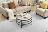 ZNTS 32.48'' Round Coffee Table With Sintered Stone Top&Sturdy Metal Frame, Modern Coffee Table for W1071P144307