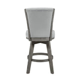 ZNTS Gray Finish Set of 2 Counter Height Chairs Swivel Seat Tufted Fabric Upholstered Solid Wood Dining B011P220997