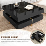 ON-TREND Modern High Gloss Coffee Table with 4 Drawers, Multi-Storage Square Cocktail Tea Table with WF314582AAB