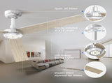52 inch Modern Ceiling Fan with Lights,Remote Control, 3 Plywood Blades,6-Speed,Dimmable, Noiseless 25526653