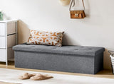 43 Inch Folding Ottoman With Storage Bench, Bedside Storage Bench With Linen Top Cover and Cushion, 87005036