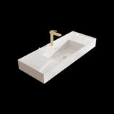 ZNTS BB0648Y101, Integrated glossy white solid surface basin with one predrilled faucet hole, faucet and W1865P164034