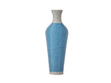 Hand-Woven PVC Rattan Floor Vase, 39 Inch Tall Blue and White Striped Decorative Vase, Farmhouse W2796P300933