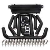 ZNTS JDM 28" Turbo Intercooler Black+2.5" Aluminum Black Piping Pipe Kit Black Couplers Black 58093000