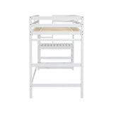 ZNTS Twin Size High Loft Bed with Ladder landing Platform, Ladders, Guardrails,White W504119725