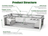 2 pcs Dual-Door Humane Rat Trap Continuous Mouse Catching, Heavy-Duty Galvanized Iron Construction 64124741