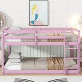 Solid Wooden, Solid Rubber Wooden Twin over Twin Loft Bed with Ladder, with Bed Platform of W504P191672